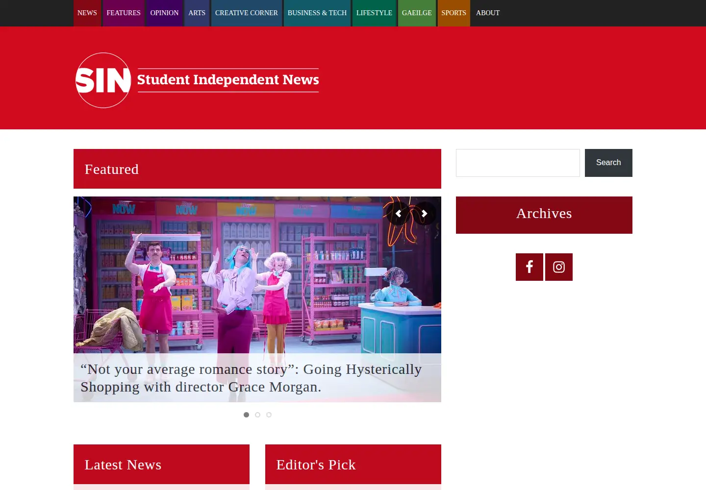 Screenshot of sin.ie