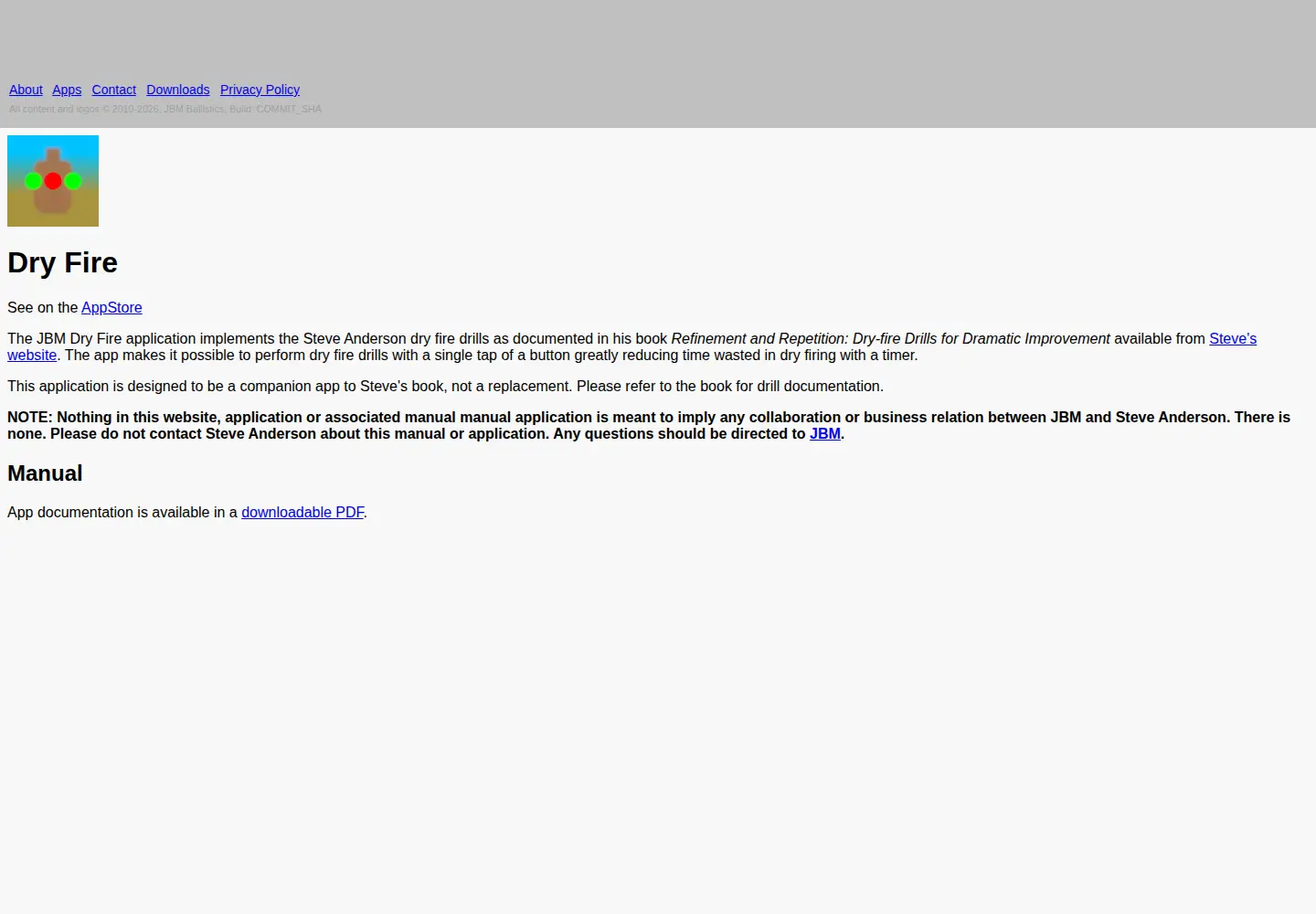 Captured homepage of jbmballistics.com in the current scan