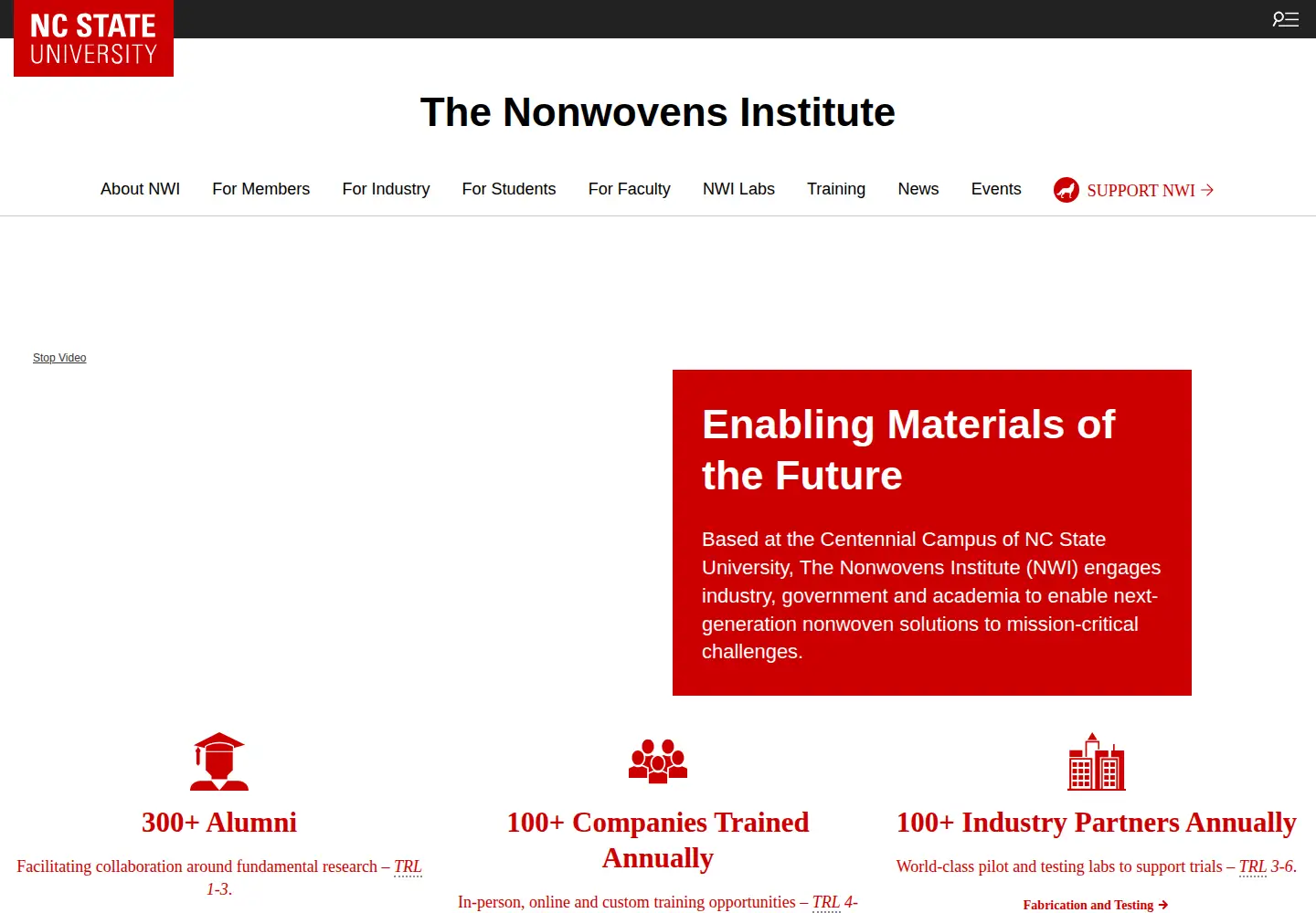 Captured homepage of thenonwovensinstitute.com in the current scan