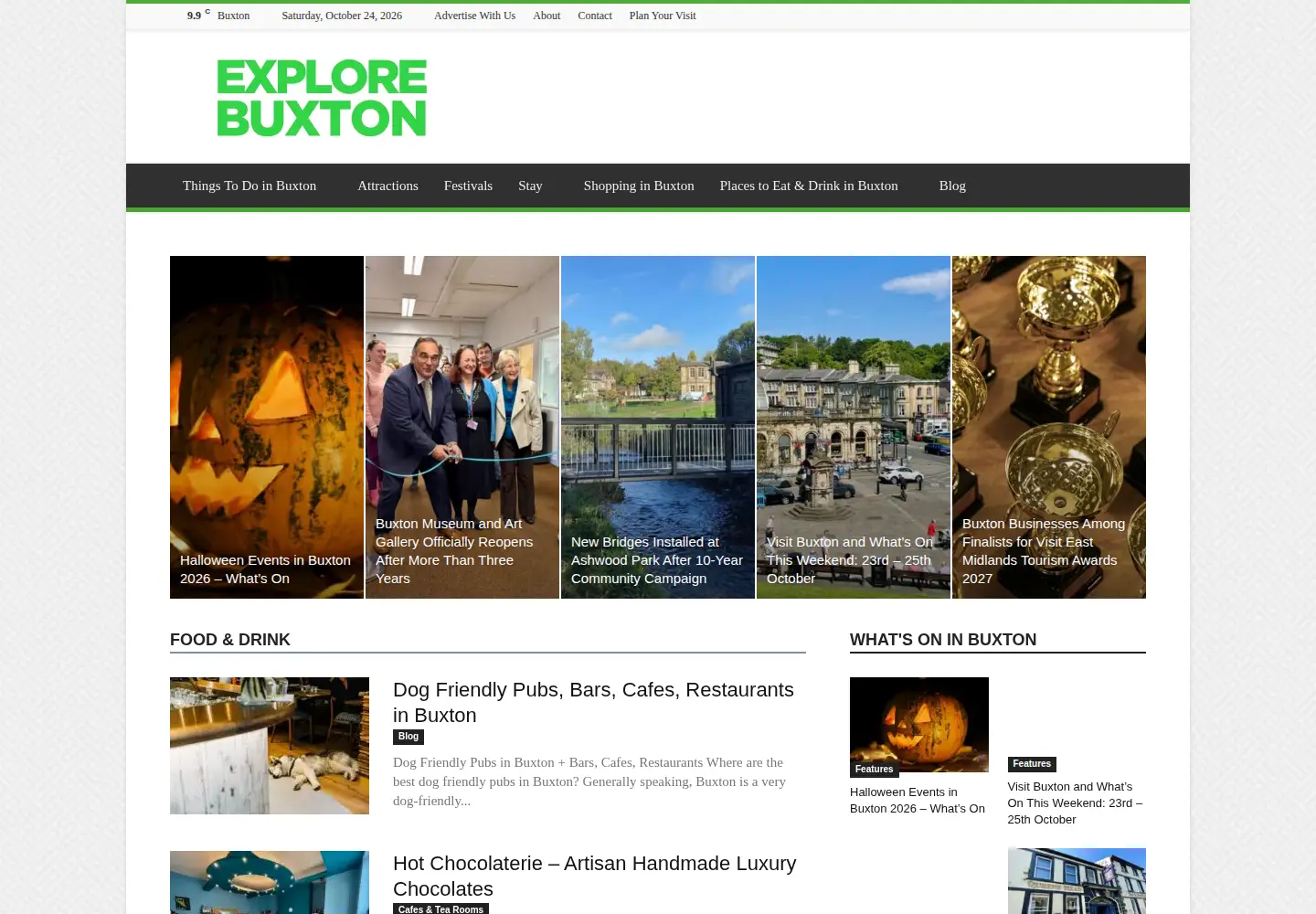 Captured homepage of explorebuxton.co.uk in the current scan