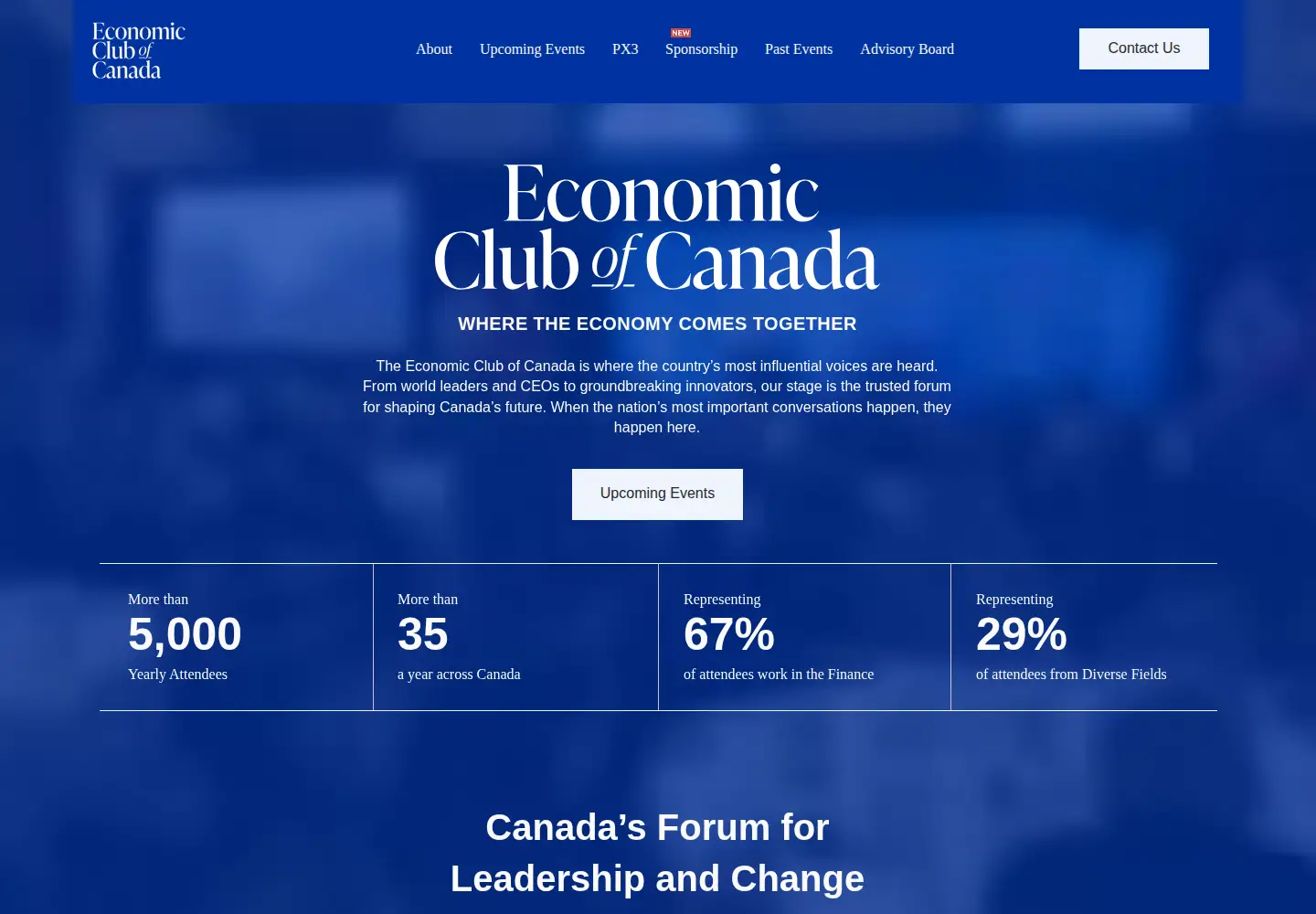 Captured homepage of economicclub.ca in the current scan