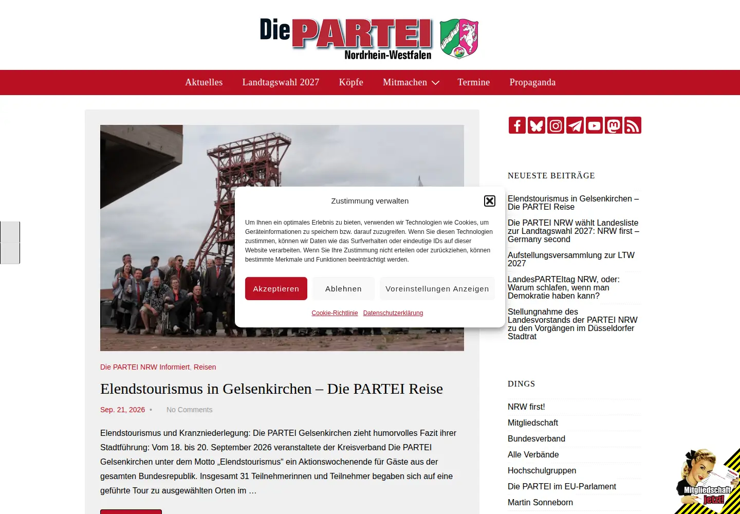 Screenshot of die-partei-nrw.de