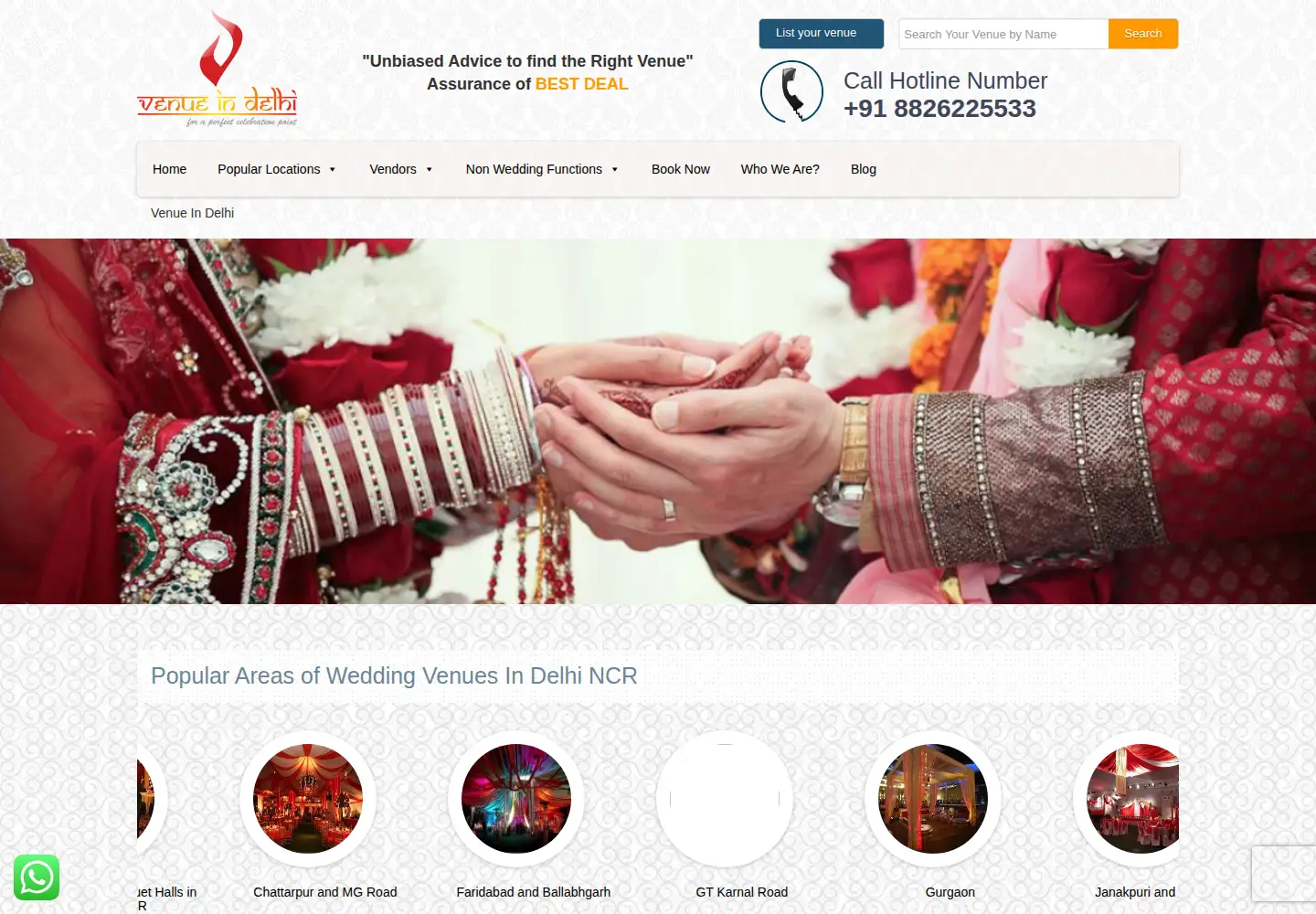 Captured homepage of venueindelhi.com in the current scan