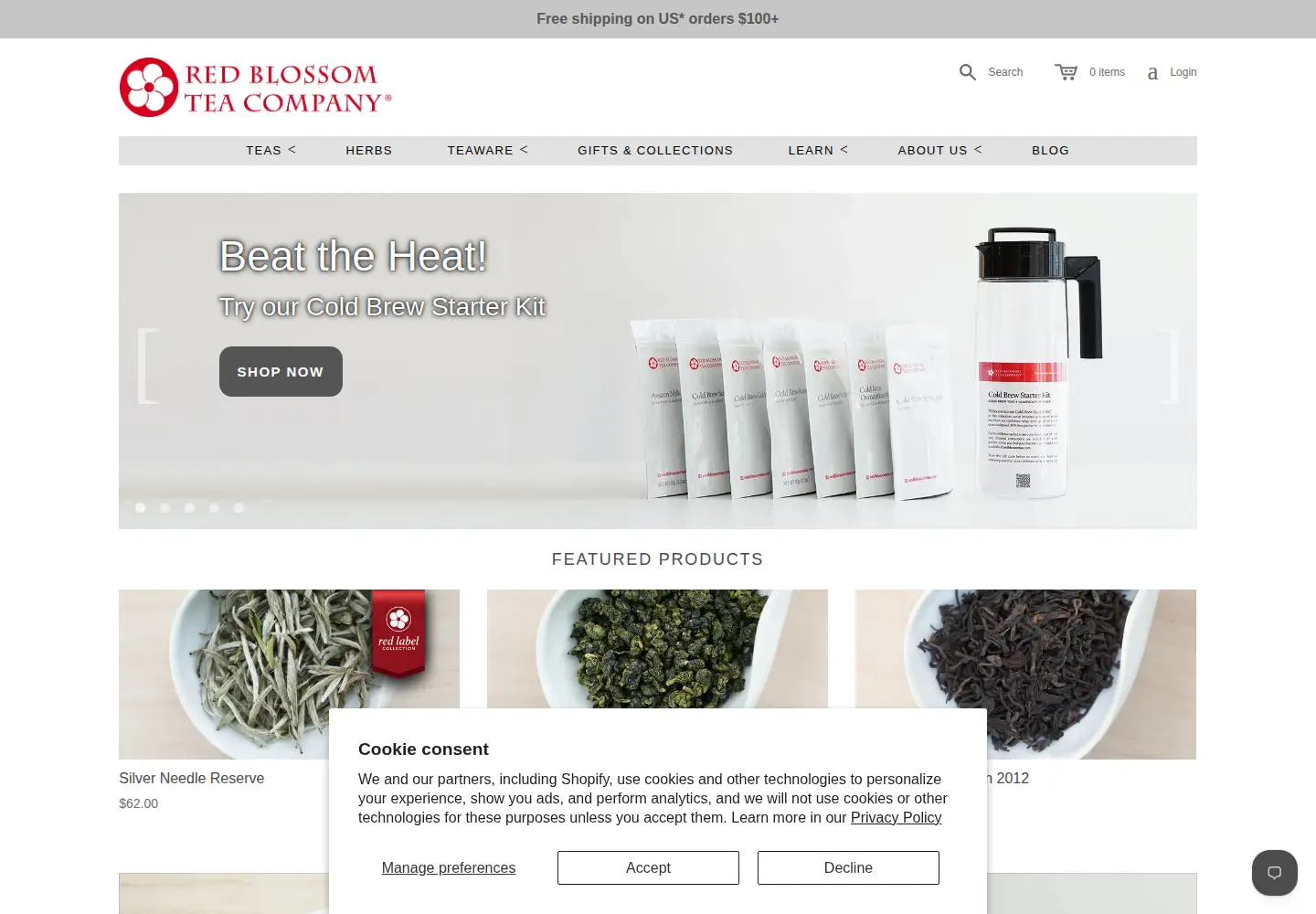 Captured homepage of redblossomtea.com in the current scan