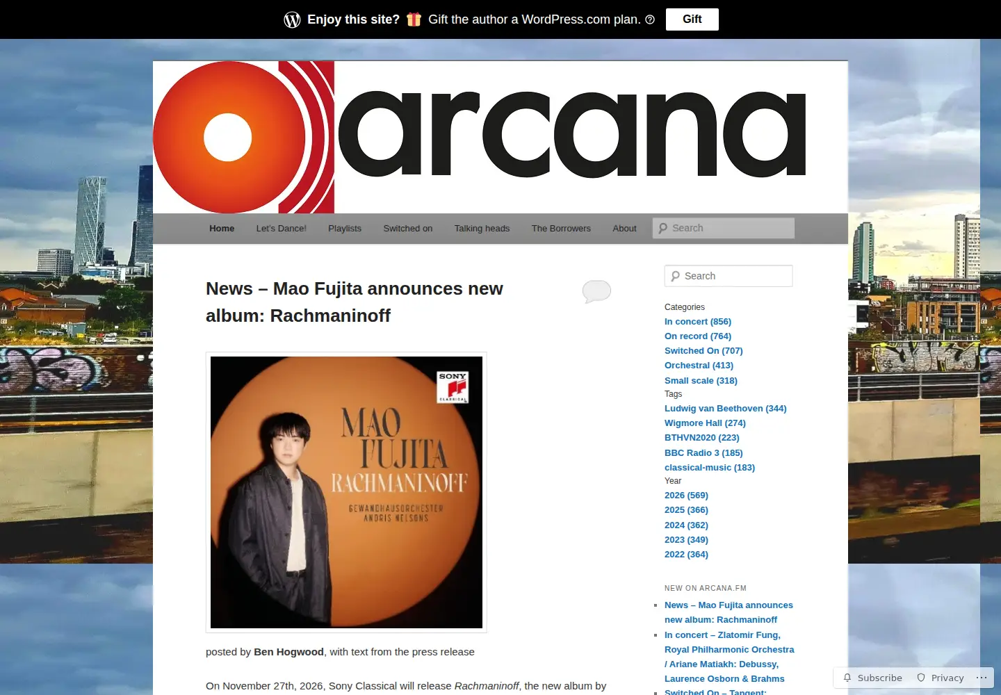 Screenshot of arcana.fm