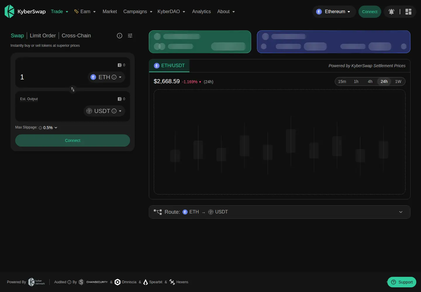Screenshot of kyberswap.com