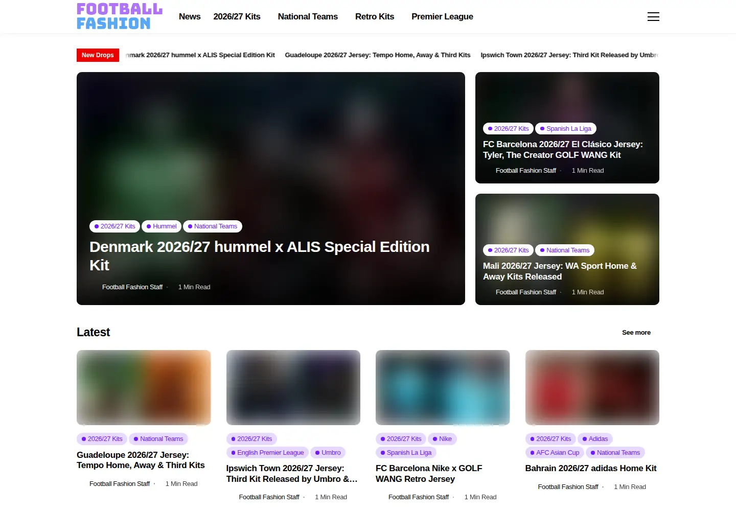 Captured homepage of footballfashion.org in the current scan