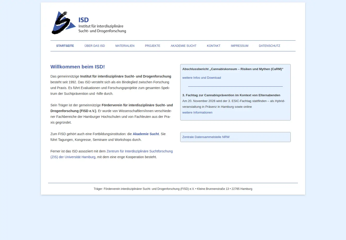 Screenshot of isd-hamburg.de