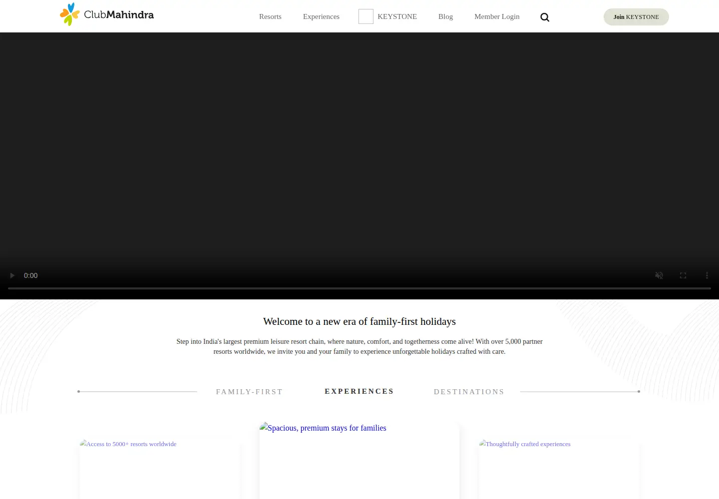 Screenshot of clubmahindra.com