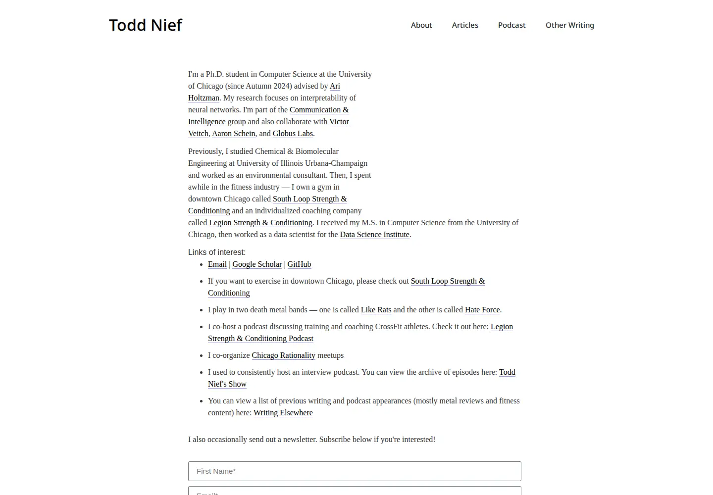 Screenshot of toddnief.com
