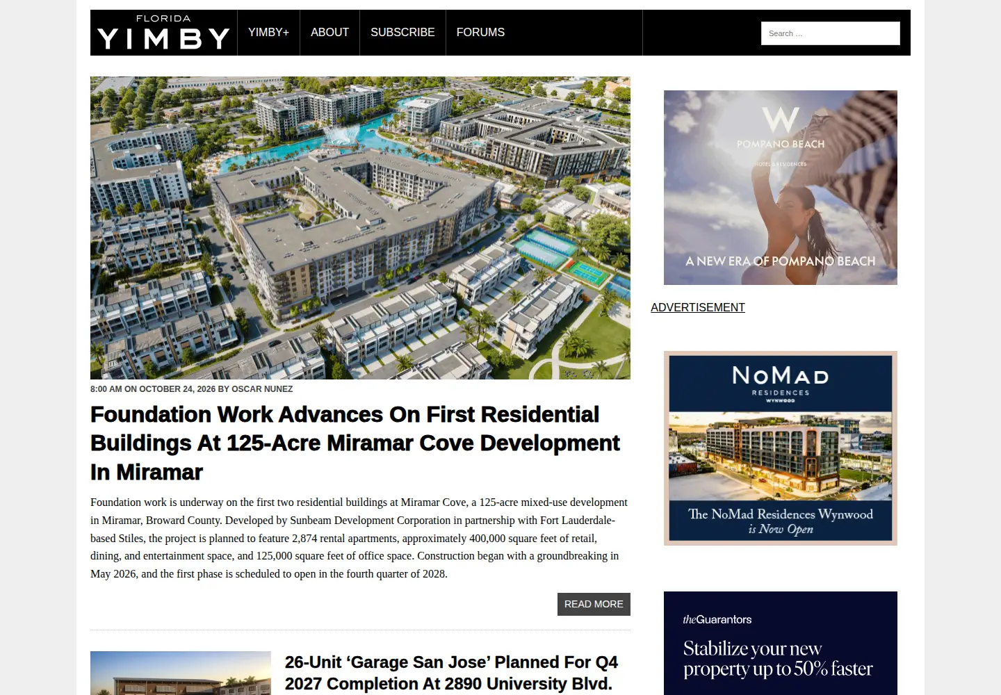 Captured homepage of floridayimby.com in the current scan