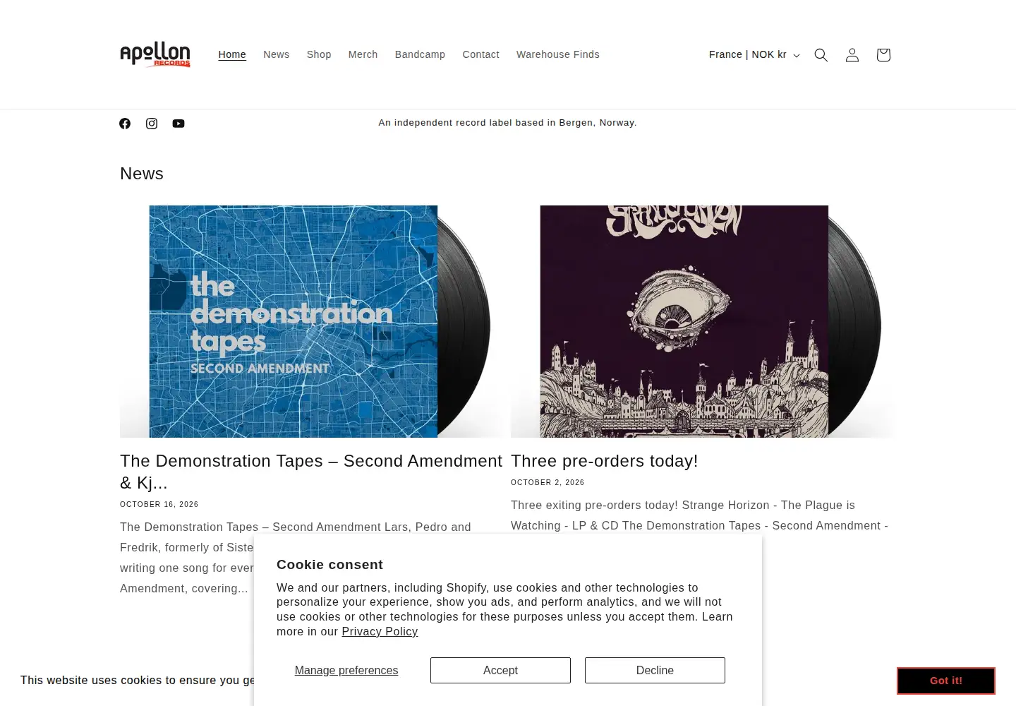 Screenshot of apollonrecords.no