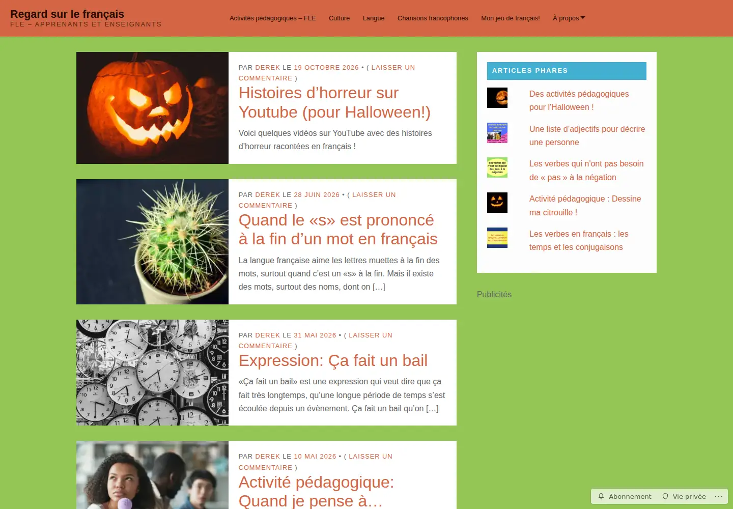 Captured homepage of regardsurlefrancais.com in the current scan