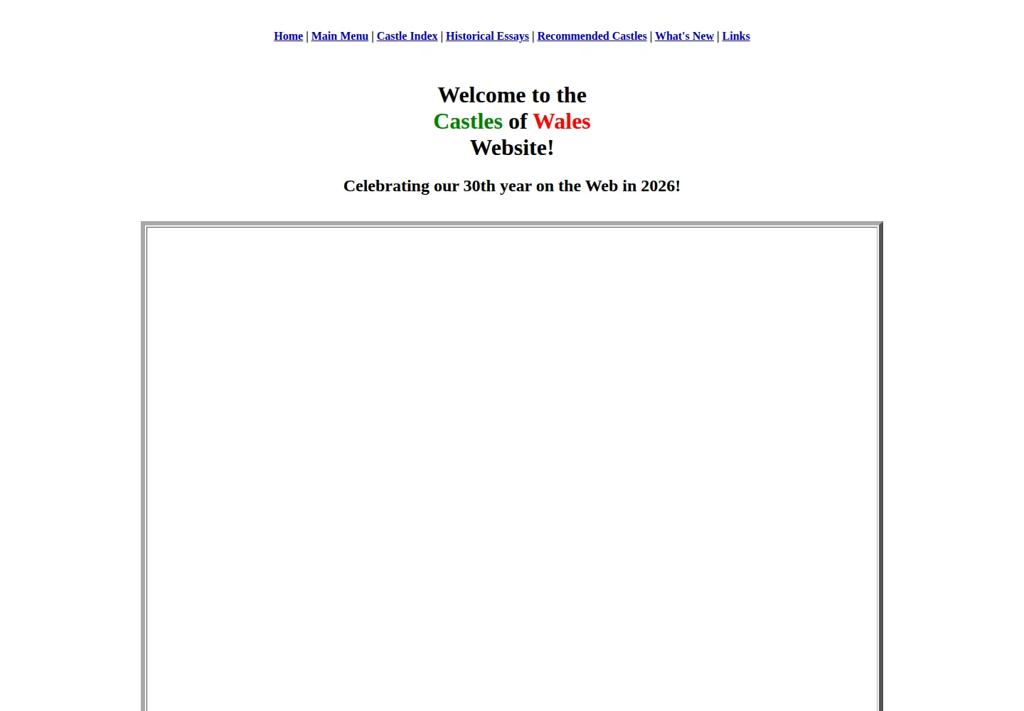 Captured homepage of castlewales.com in the current scan