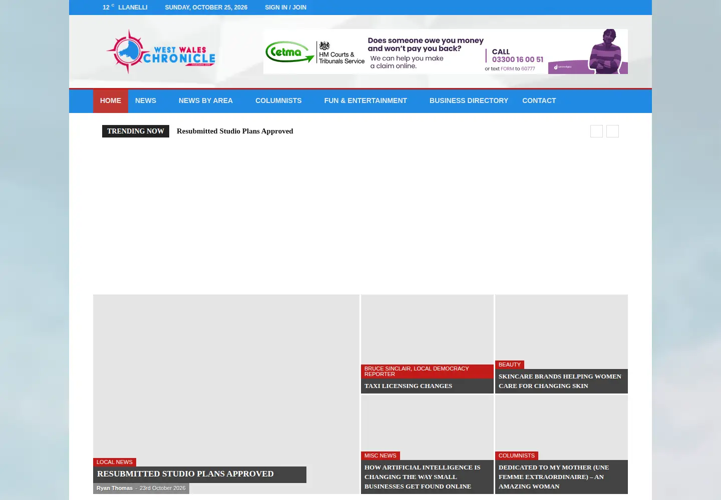 Screenshot of westwaleschronicle.co.uk