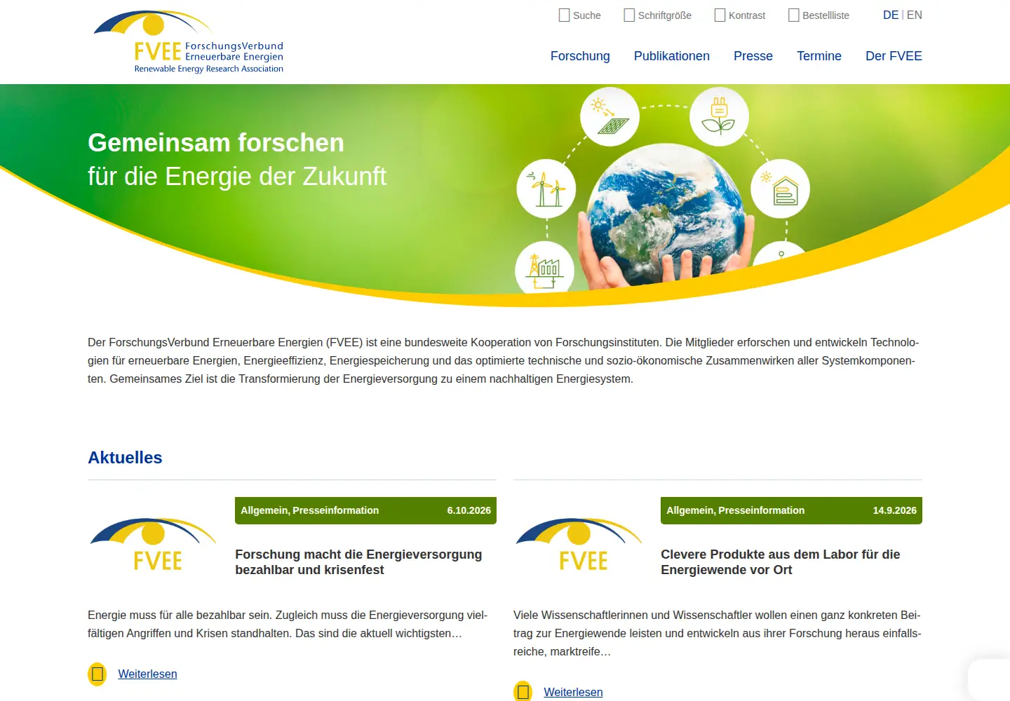 Captured homepage of fvee.de in the current scan
