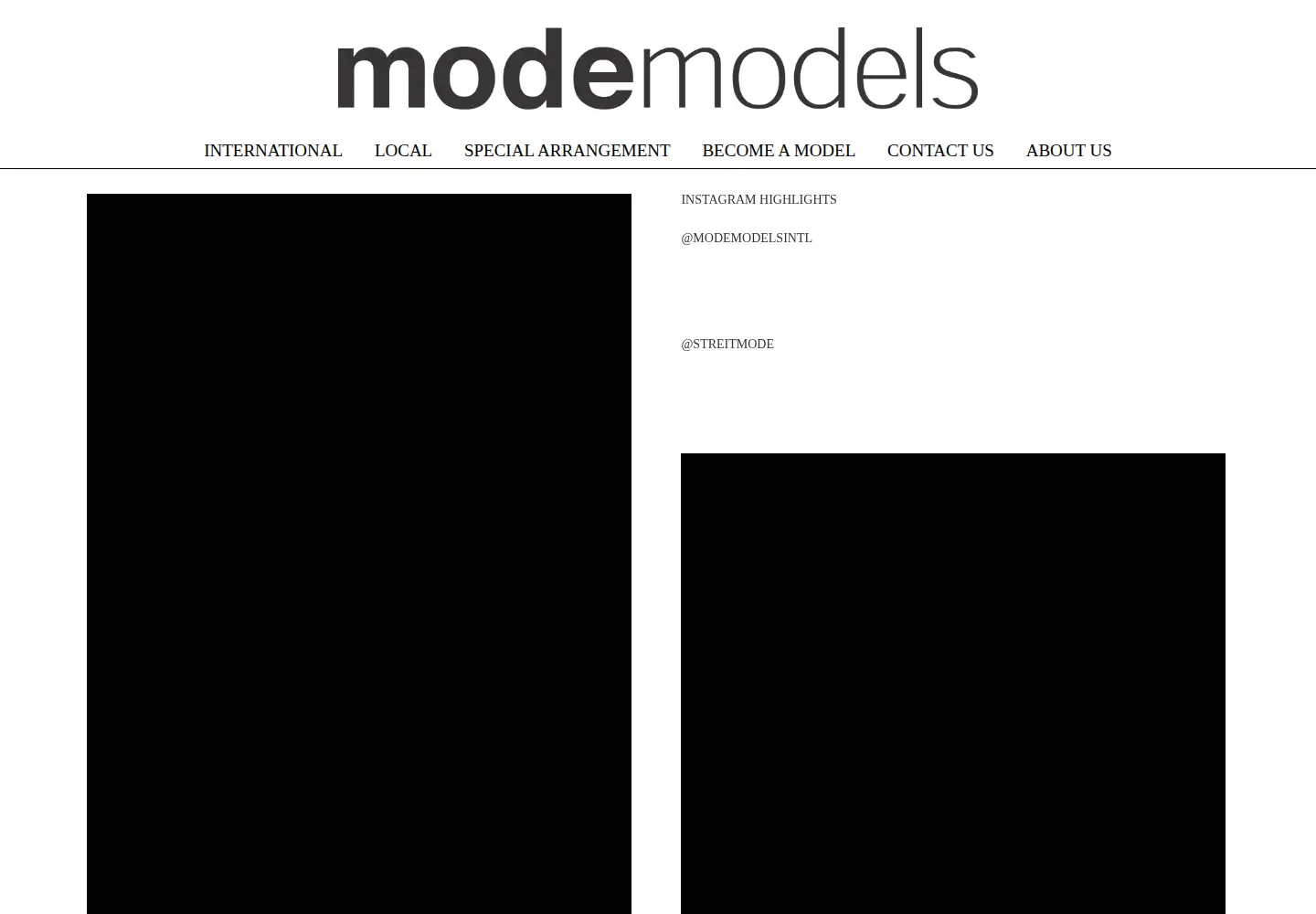 Screenshot of modemodels.com