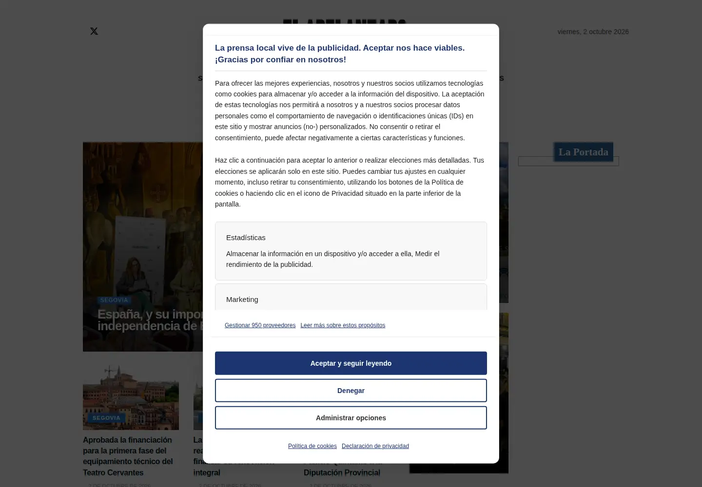 Captured homepage of eladelantado.com in the current scan