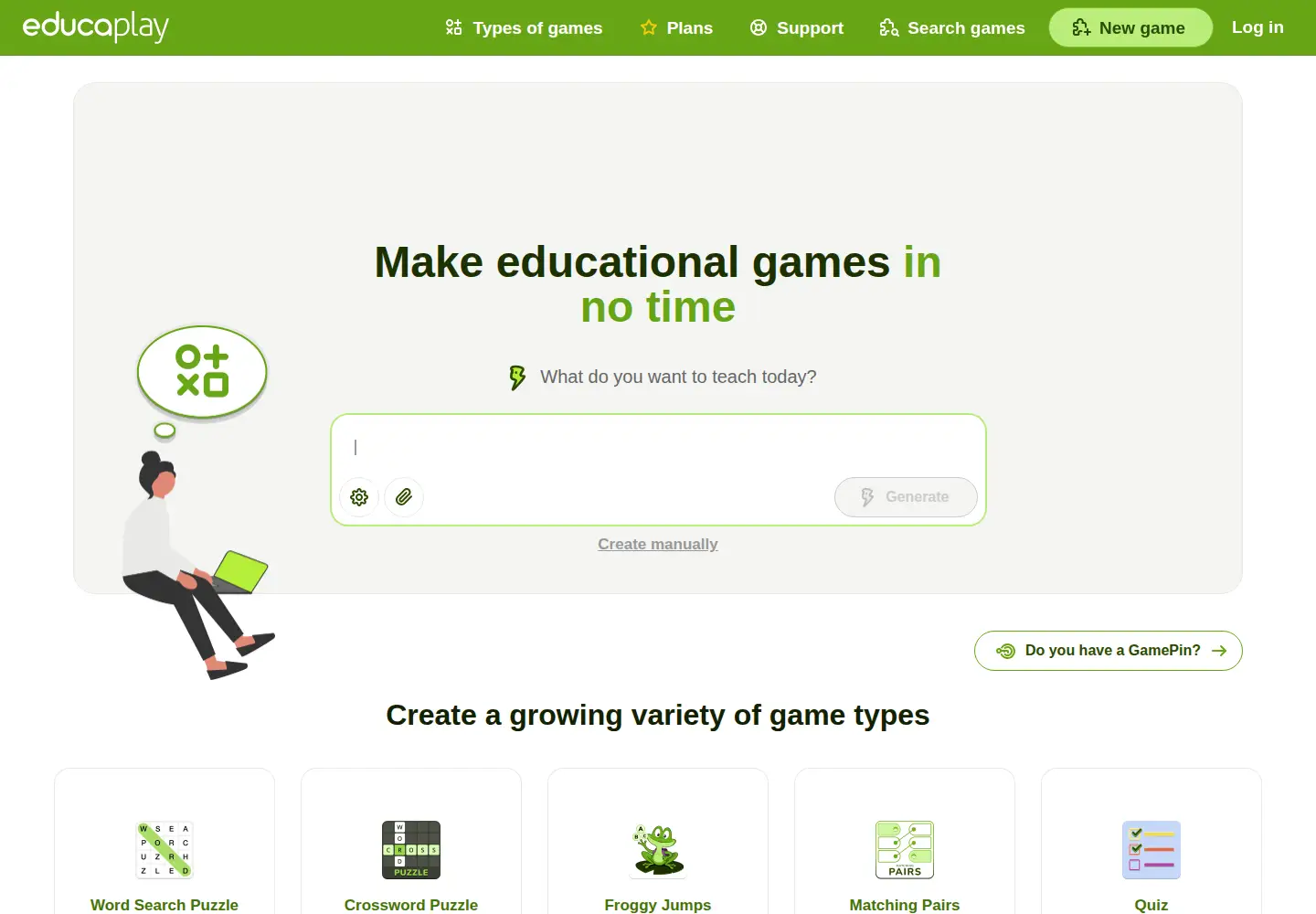 Screenshot of educaplay.com