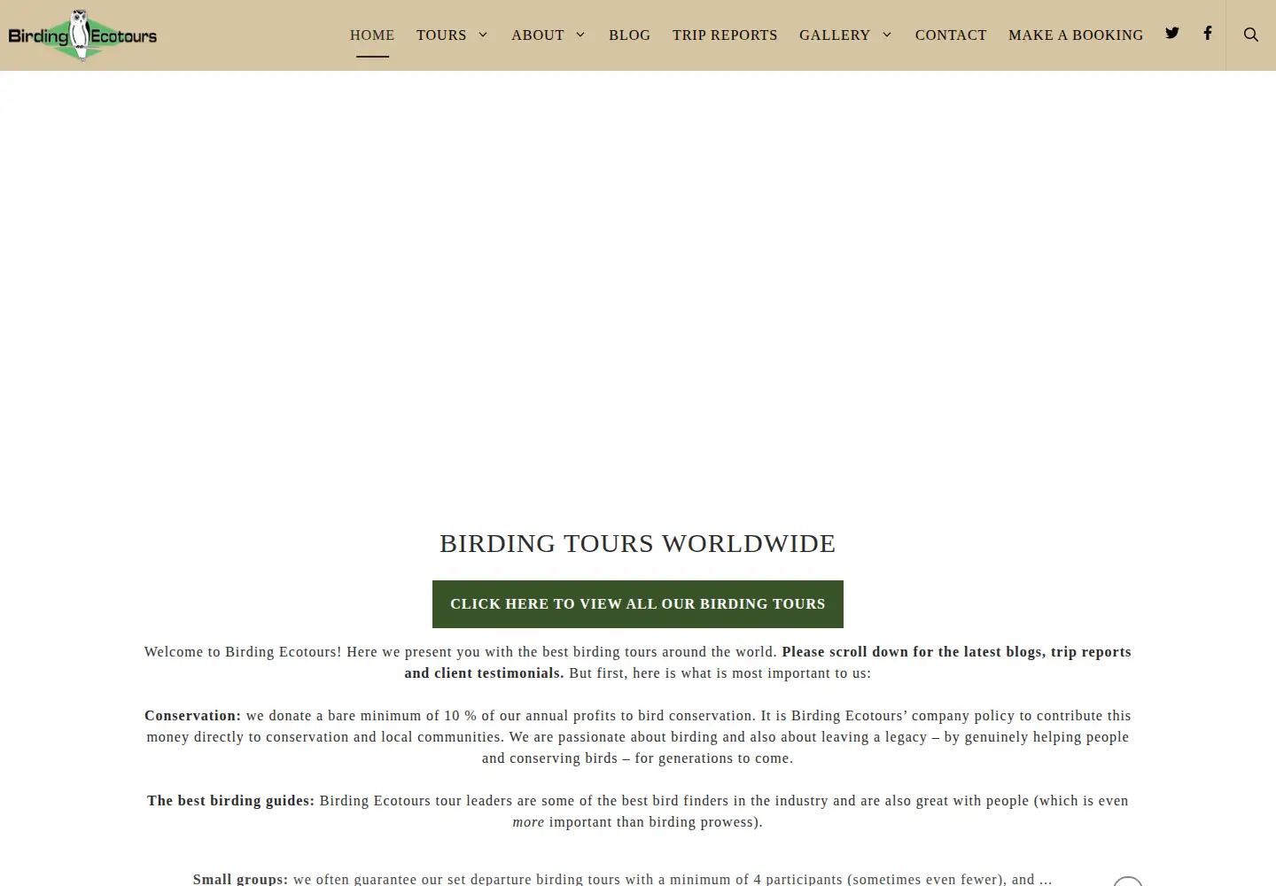 Screenshot of birdingecotours.com