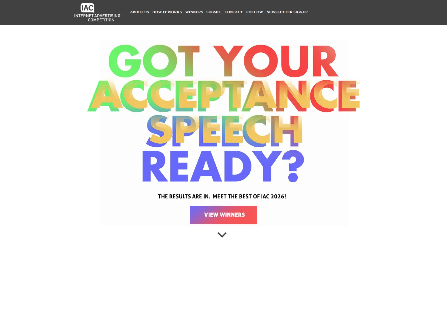 Captured homepage of iacaward.org in the current scan