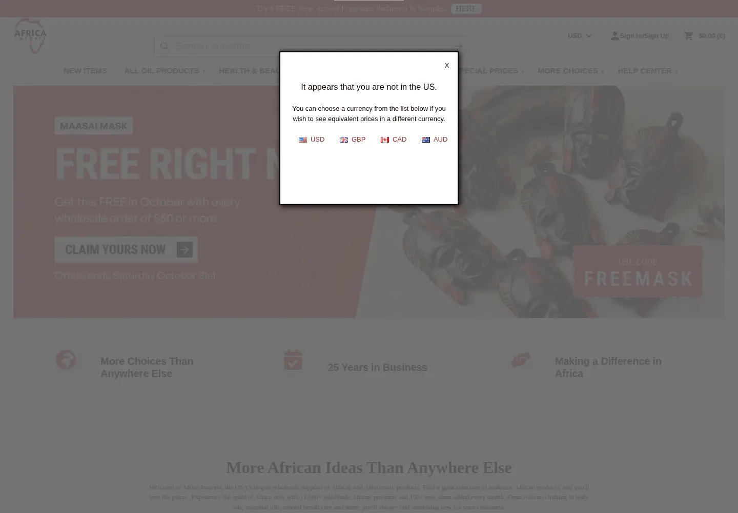 Screenshot of africaimports.com