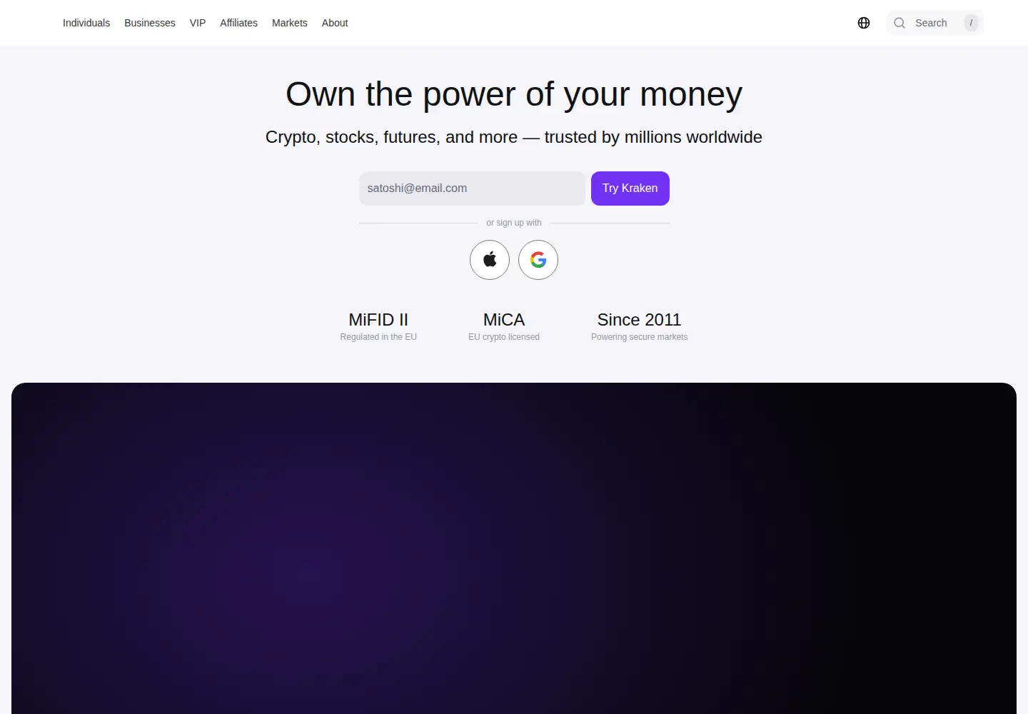 Screenshot of kraken.com