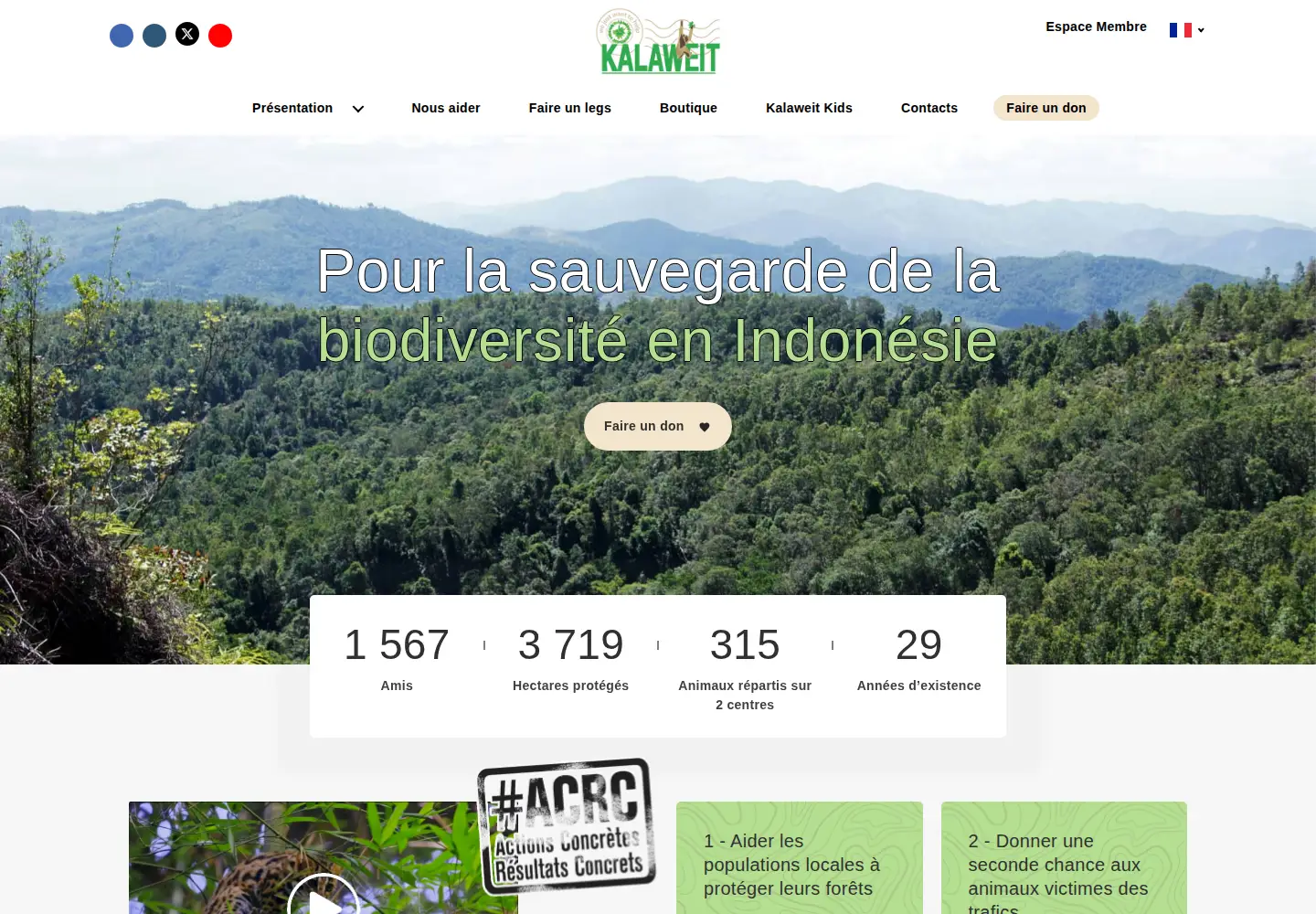 Captured homepage of kalaweit.org in the current scan