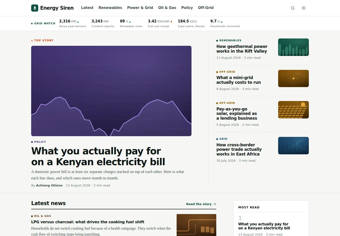 Screenshot of energysiren.co.ke