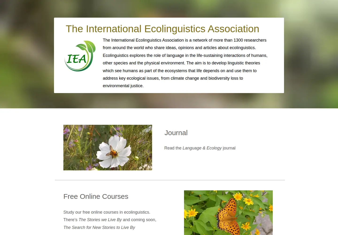 Captured homepage of ecolinguistics-association.org in the current scan