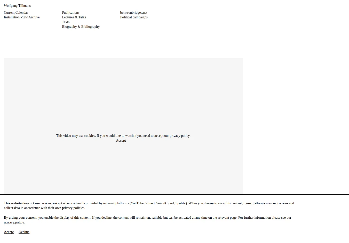 Captured homepage of tillmans.co.uk in the current scan