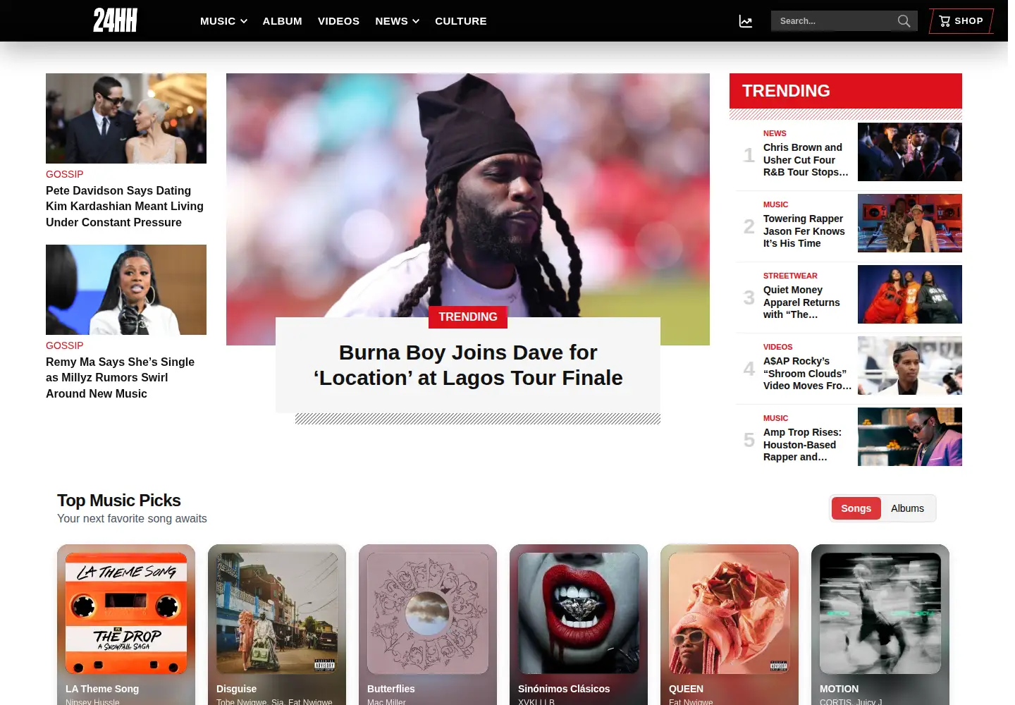Captured homepage of 24hip-hop.com in the current scan
