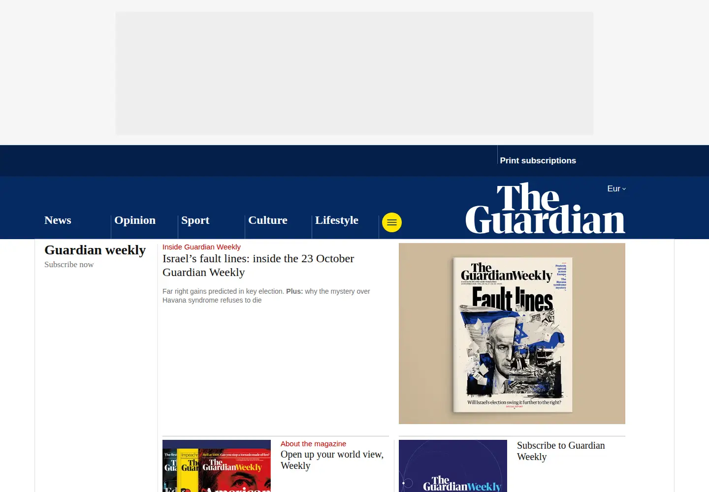 Captured homepage of guardianweekly.co.uk in the current scan
