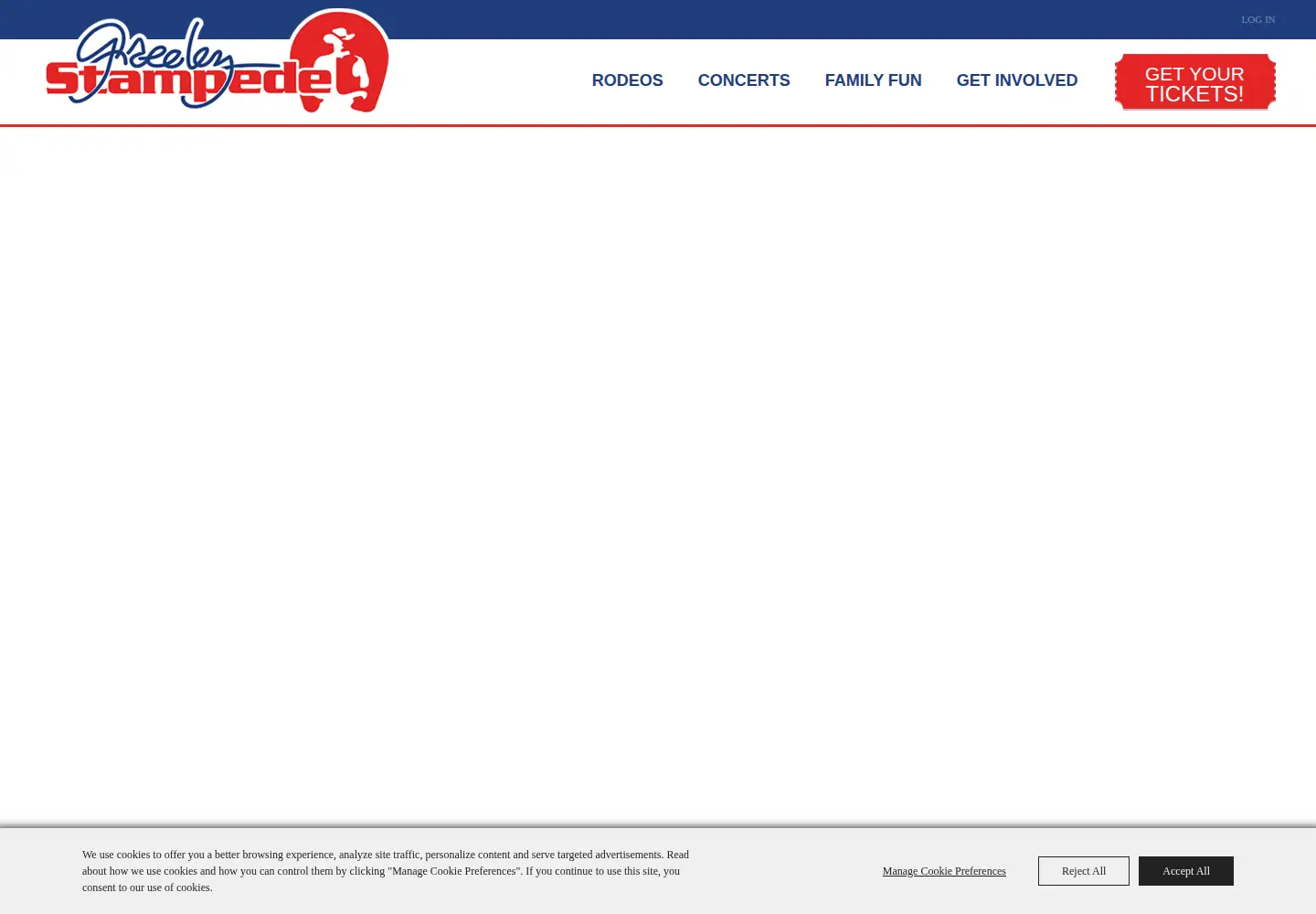Screenshot of greeleystampede.org from the current report