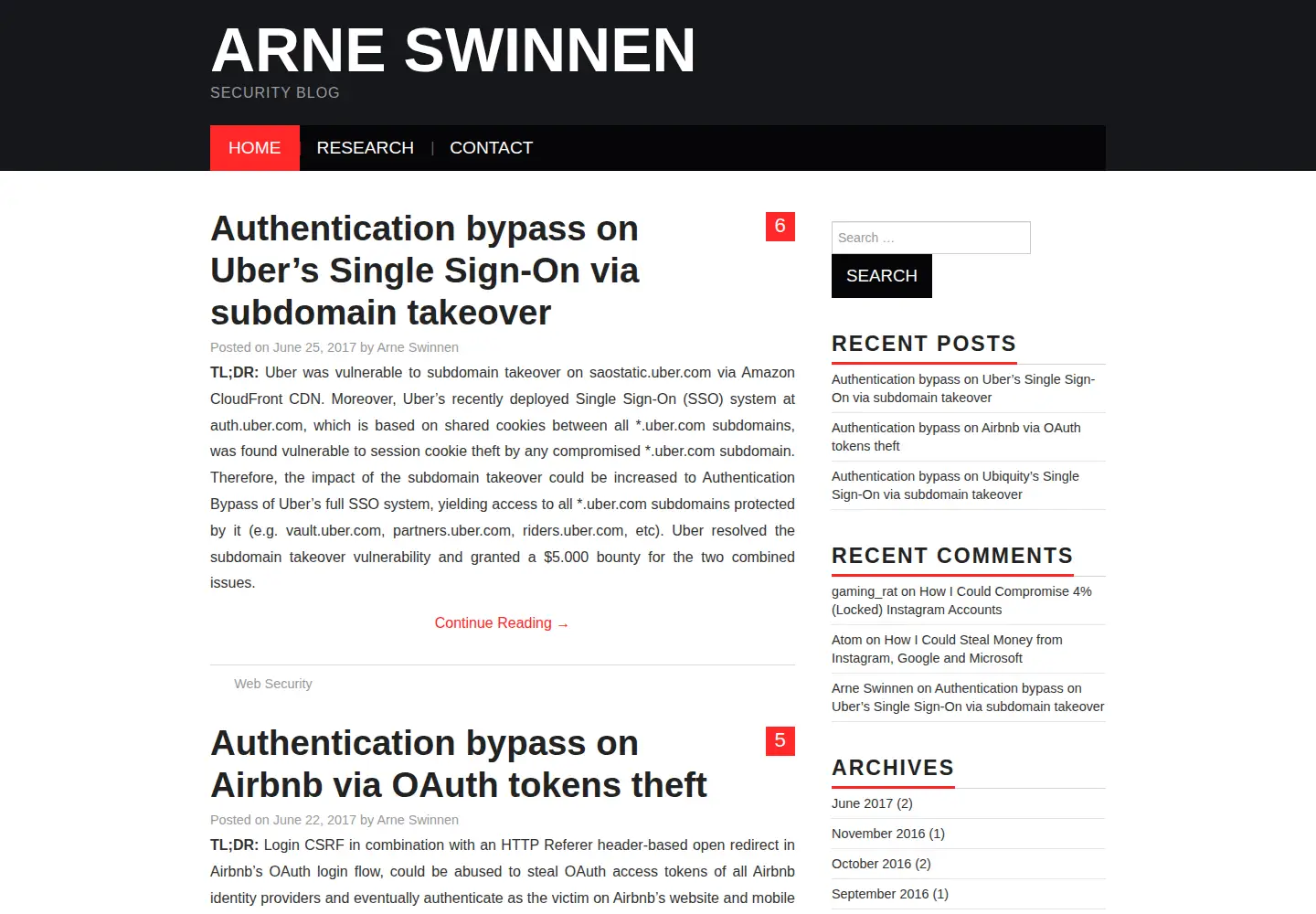 Screenshot of arneswinnen.net