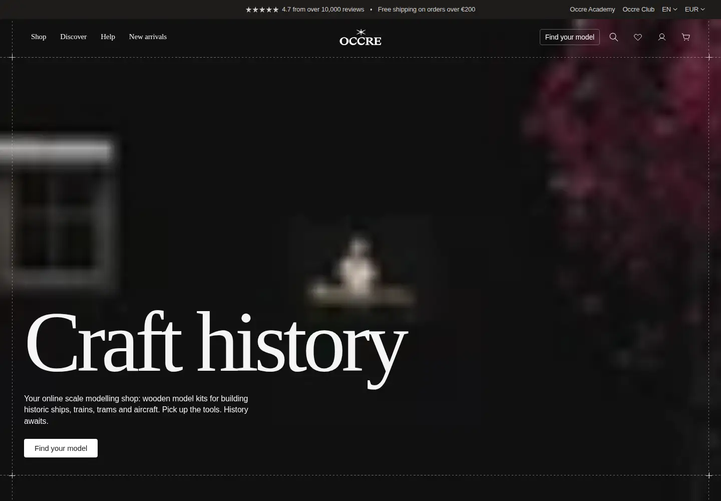 Captured homepage of occre.com in the current scan