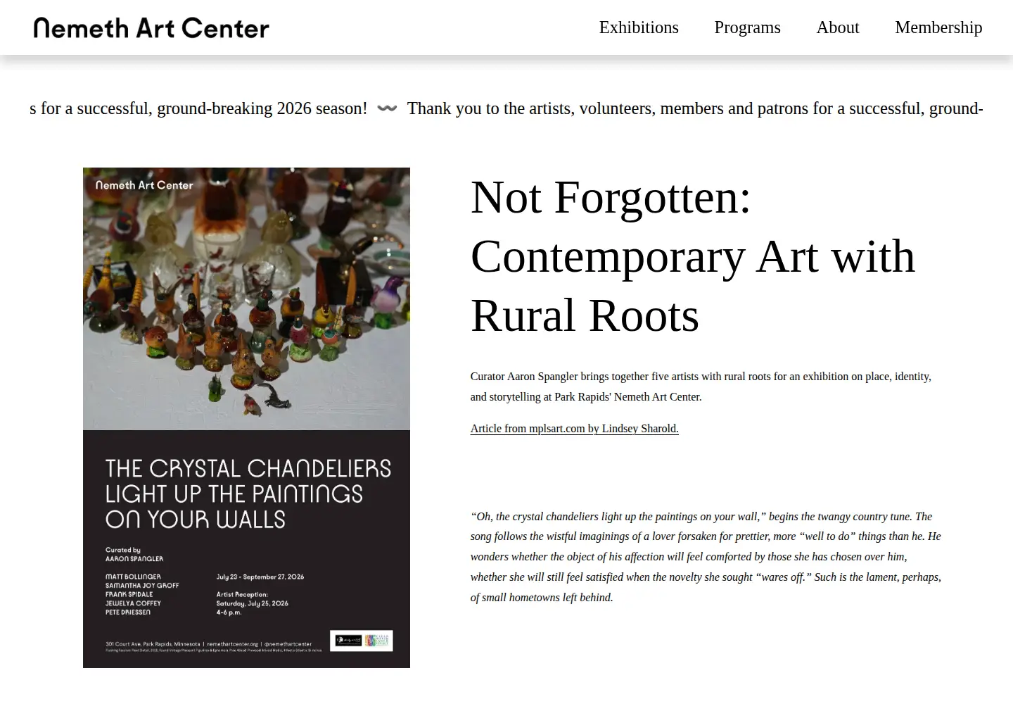 Screenshot of nemethartcenter.org