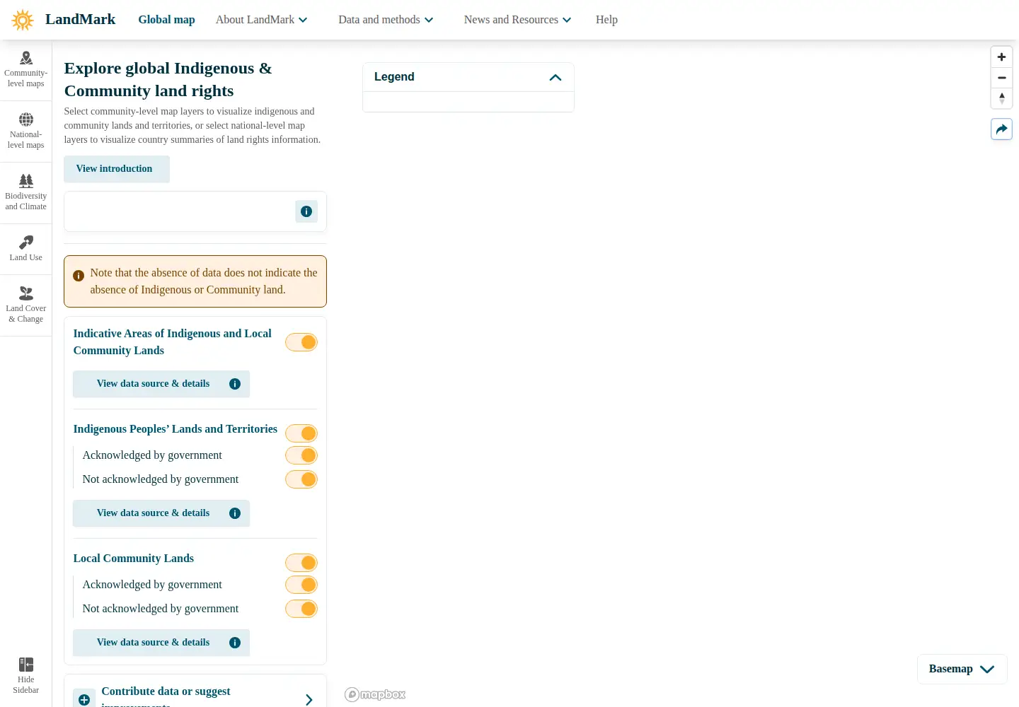Screenshot of landmarkmap.org