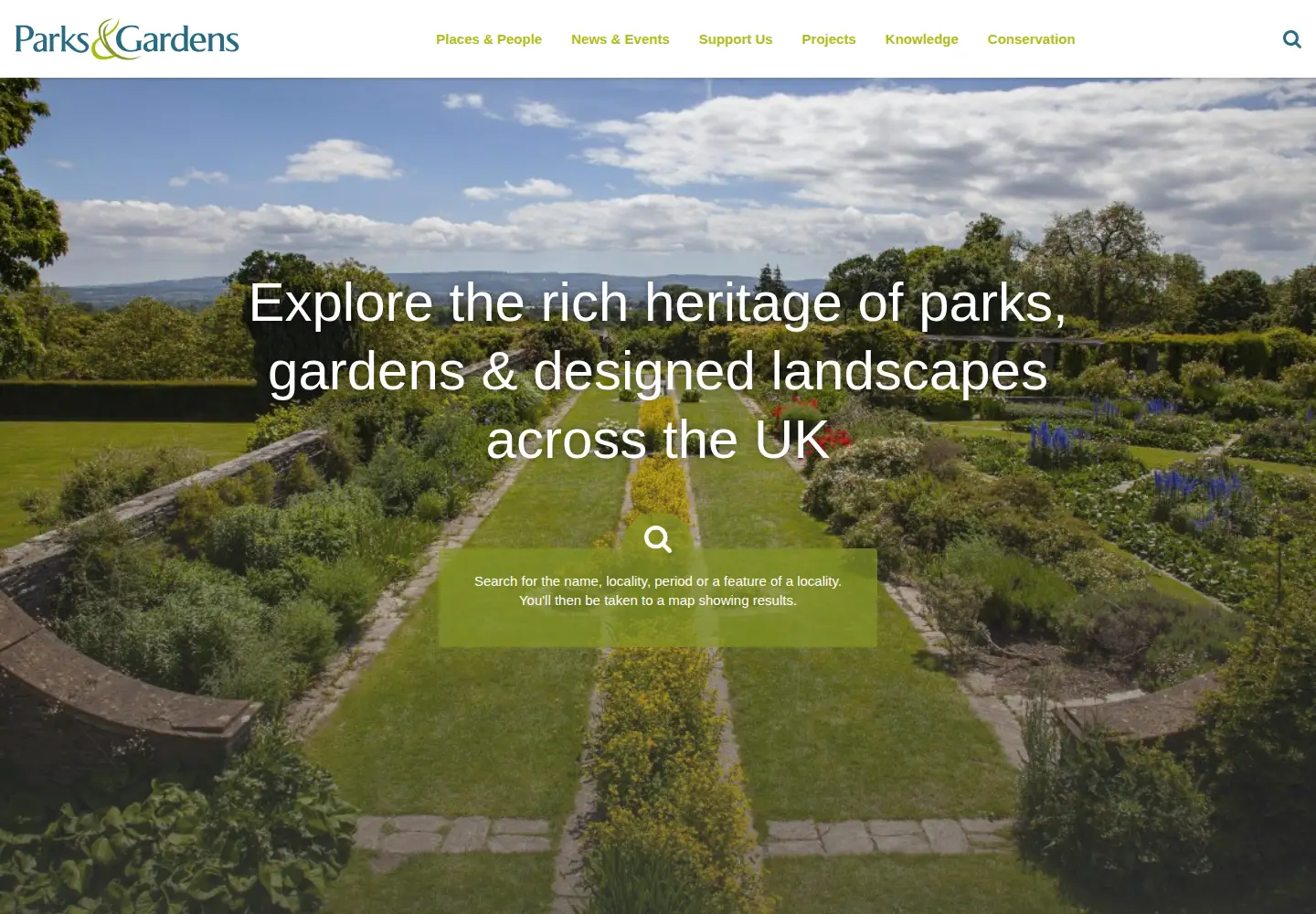 Screenshot of parksandgardens.org