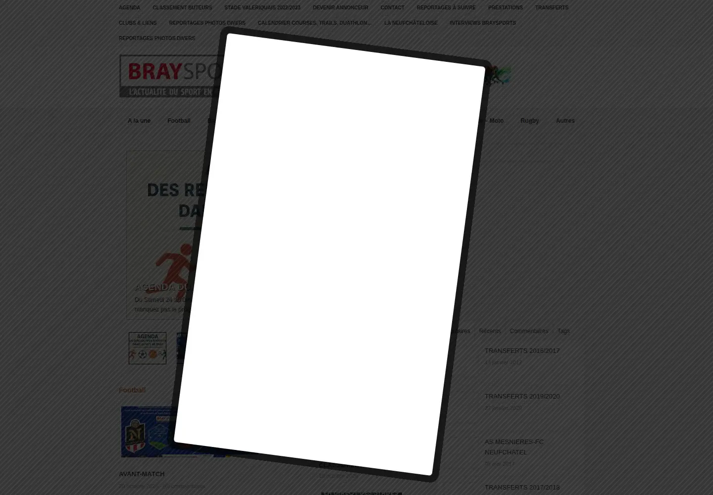 Captured homepage of braysports.fr in the current scan
