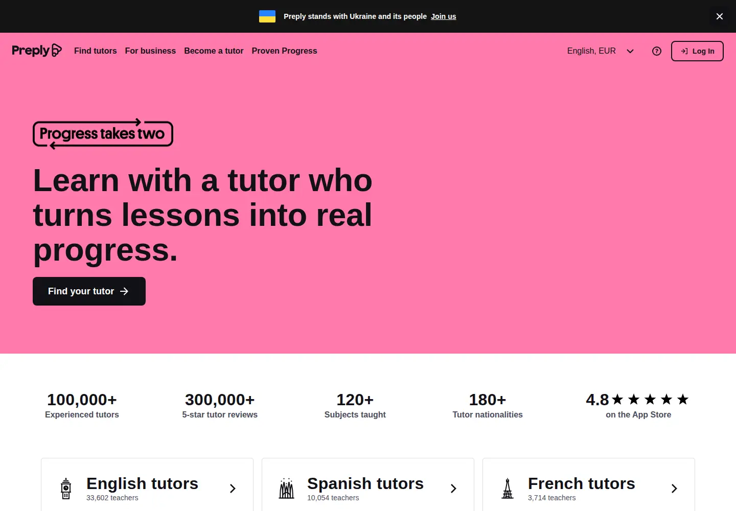 Screenshot of preply.com