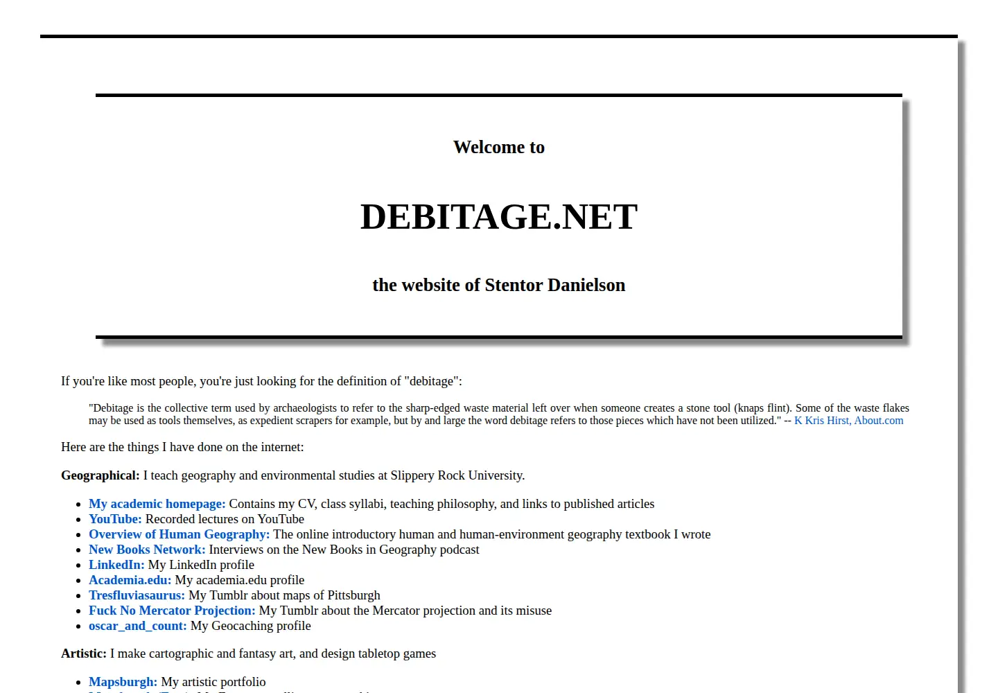 Screenshot of debitage.net