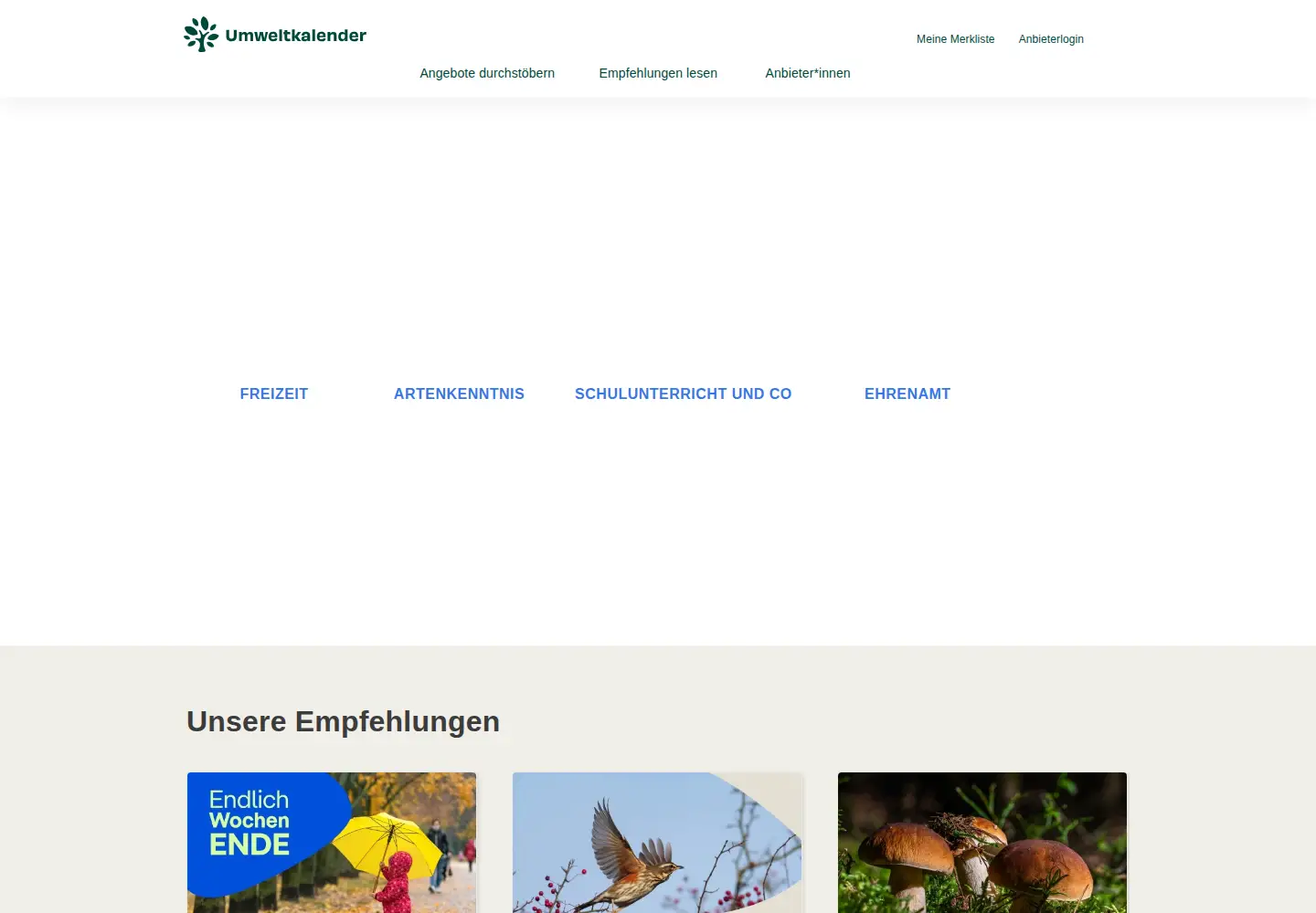 Captured homepage of umweltkalender-berlin.de in the current scan