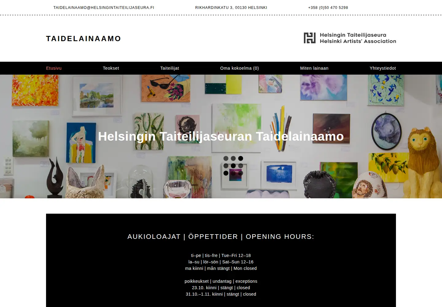 Captured homepage of taidelainaamo.fi in the current scan