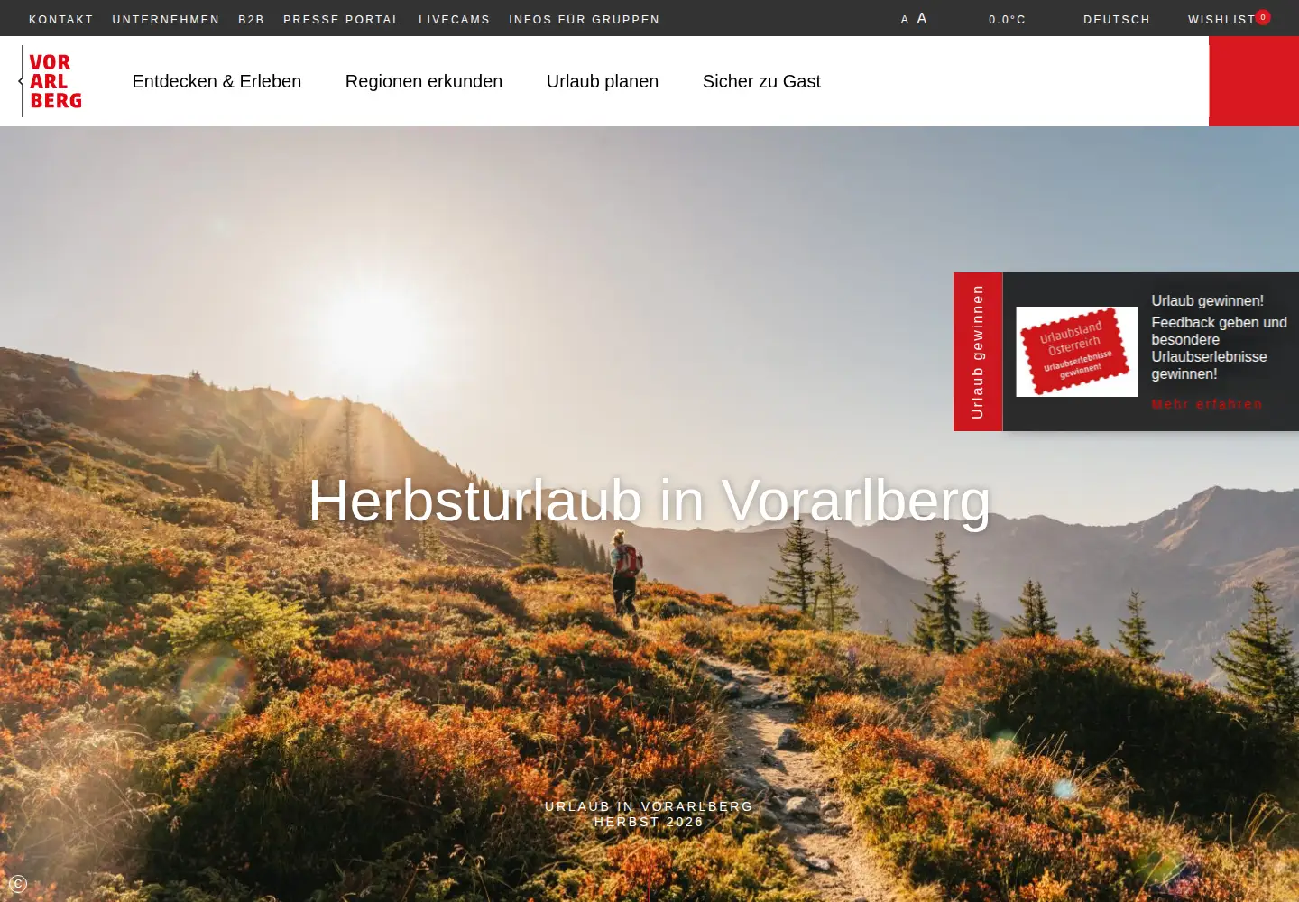 Screenshot of vorarlberg.travel