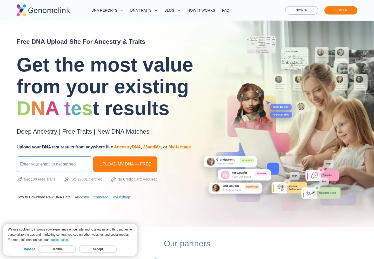 Screenshot of genomelink.io
