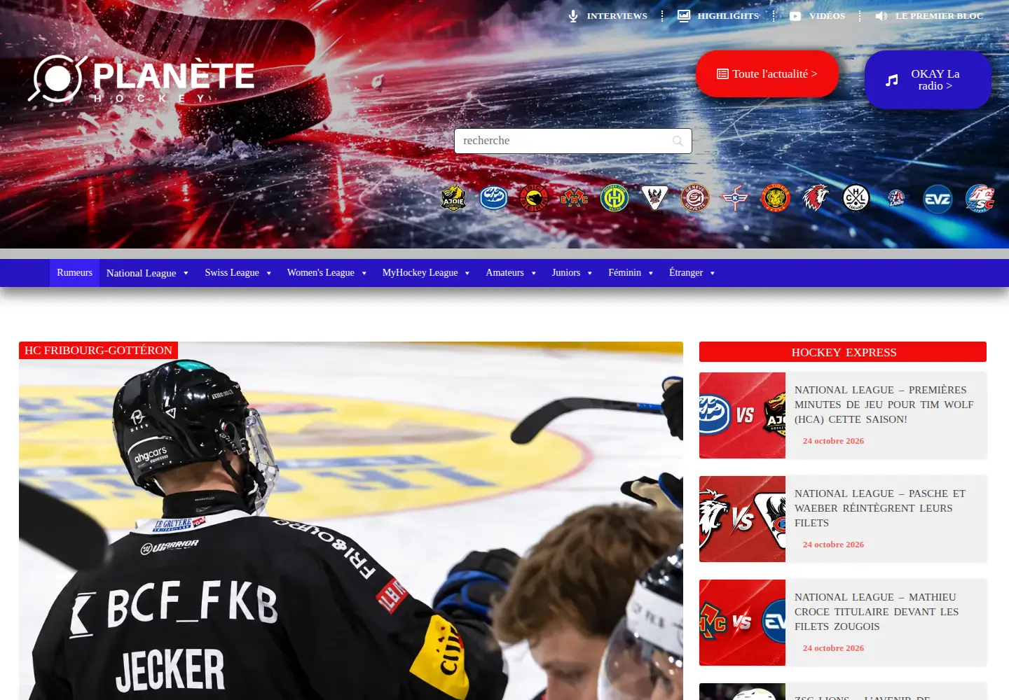 Screenshot of planetehockey.com