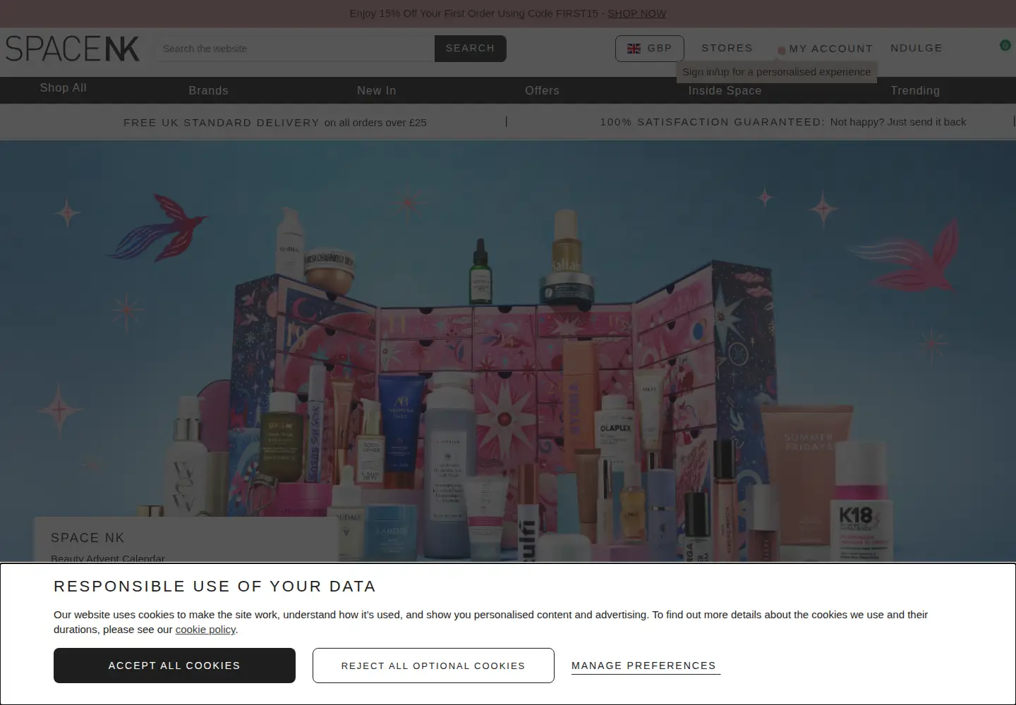 Screenshot of spacenk.com