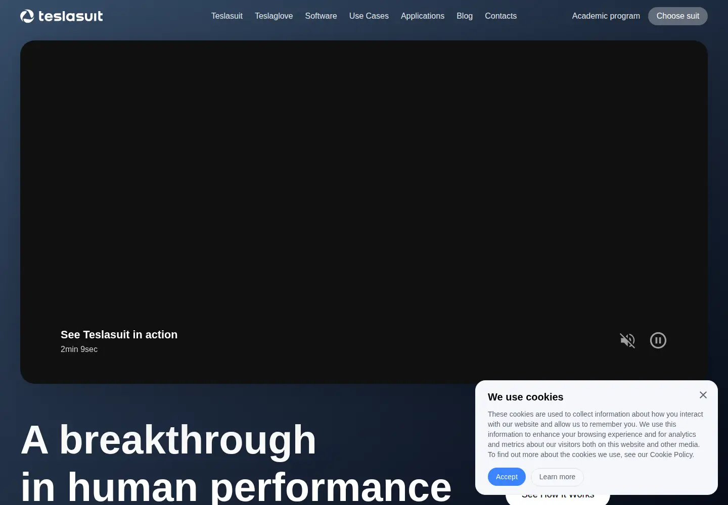 Captured homepage of teslasuit.io in the current scan