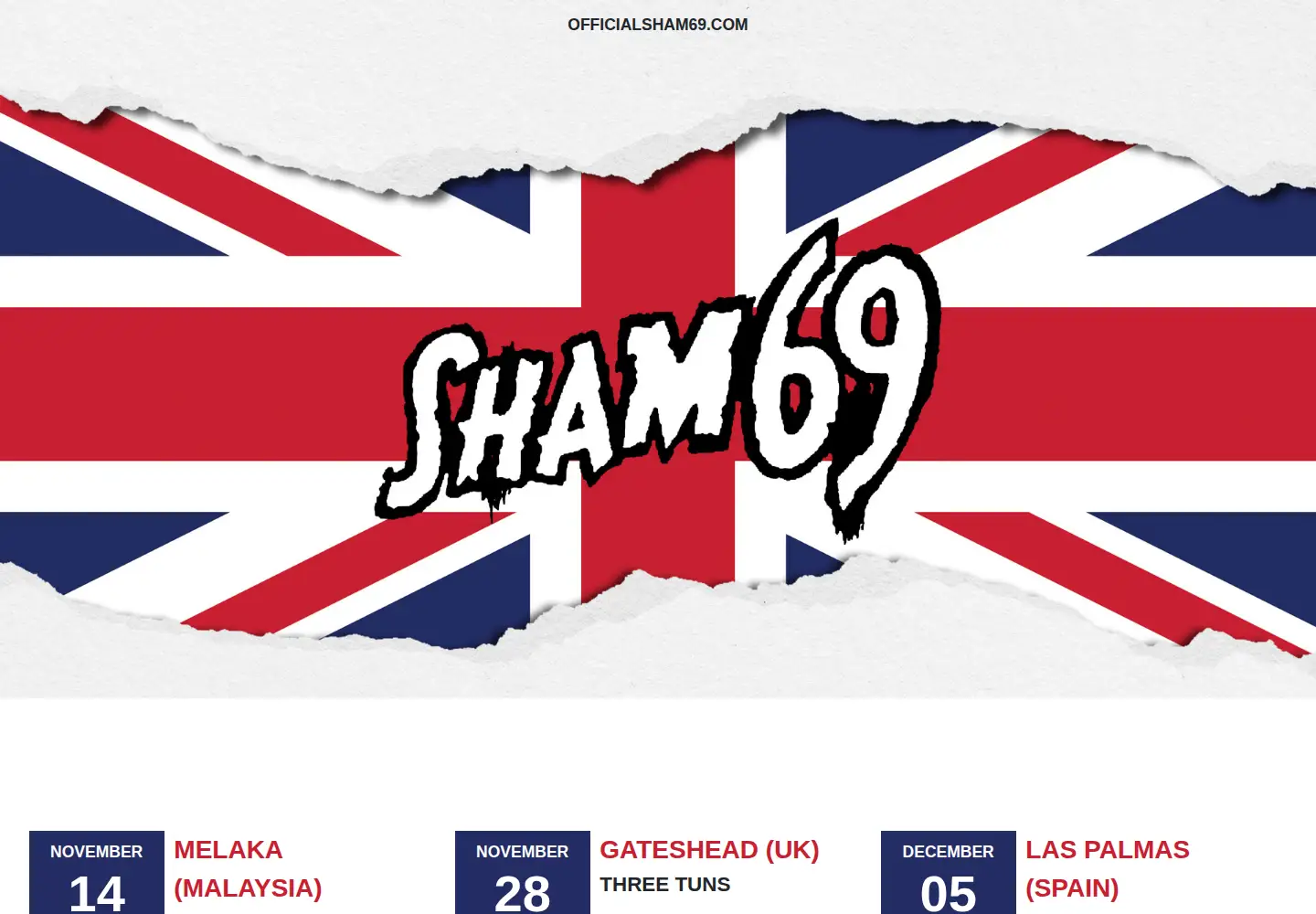 Screenshot of officialsham69.com